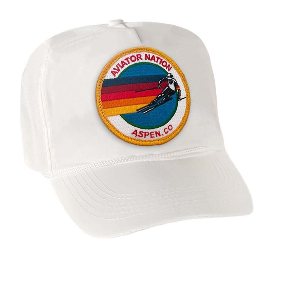 Aviator Nation Signature Aspen Vintage Nylon White Trucker Hat NWT